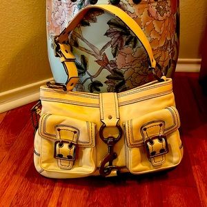 Coach VTG 7458 Legacy Rare Citrine/White Leather Satchel